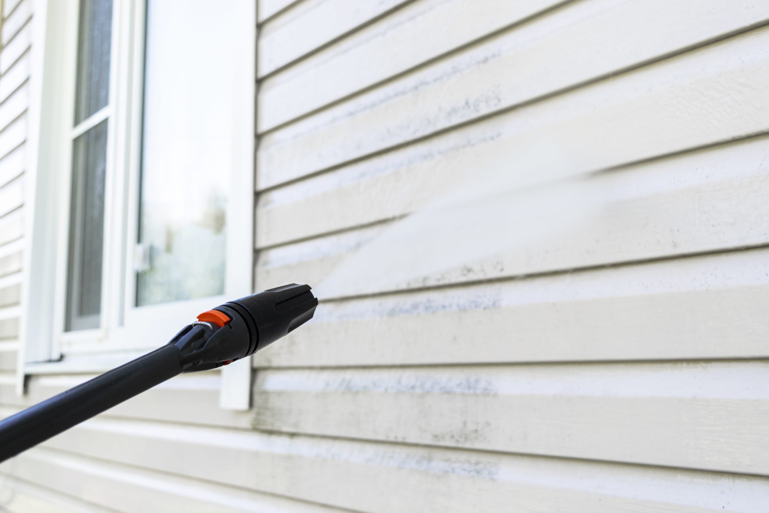 Siding cleaning closeup